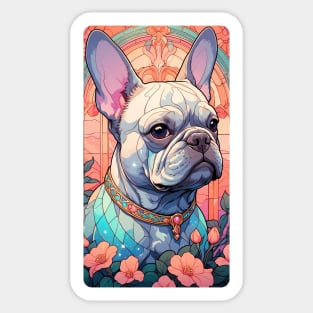 Nouveau Art Blue French Bulldog Sticker